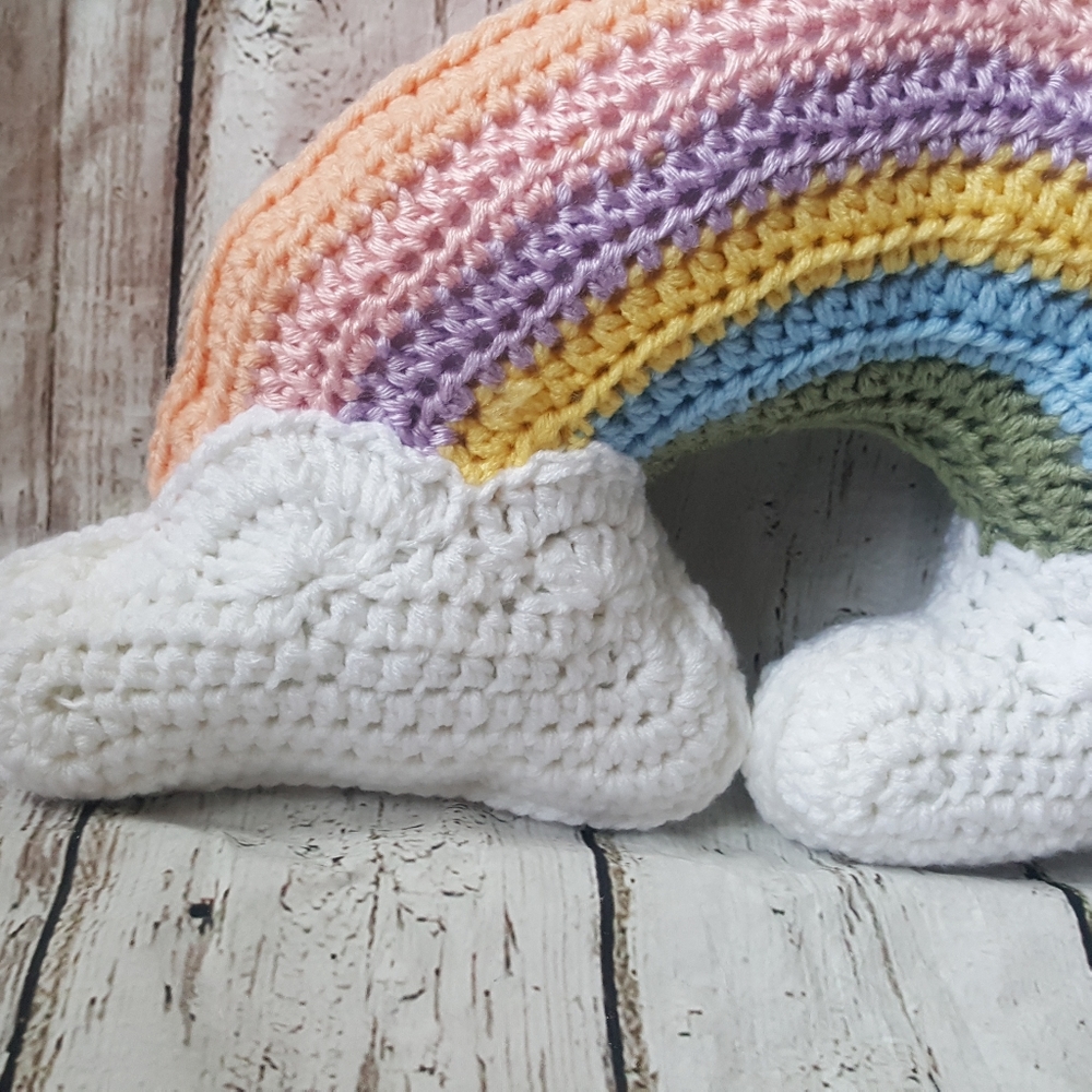Crochet Rainbow Throw Pillow/Nursery decor - Picture 14 of 16